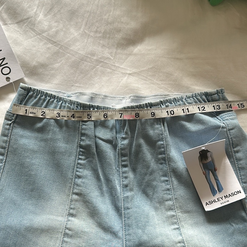 Ashley Mason Jeans women’s pull on faded fray hem flare center top stitch size 5 - Picture 10 of 12